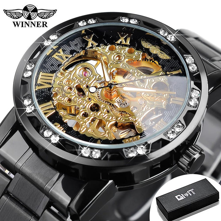 Aayat Mart 0 S1089-18 / China Winner Transparent Fashion Diamond Luminous Gear Movement Royal Design Men Top Brand Luxury Male Mechanical Skeleton Wrist Watch