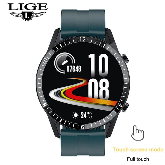 Aayat Mart 0 Silicone strap green / China LIGE Fashion Full Circle Touch Screen Mens Smart Watch Waterproof Sport Fitness Watch Luxury Bluetooth Phone Smart Watch For Men