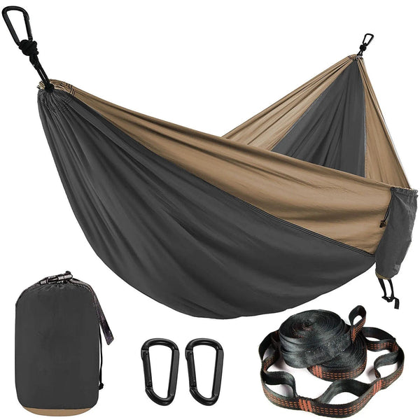 Aayat Mart Accessories Solid Color Parachute Hammock with Hammock straps and Black carabiner Camping Survival travel Double Person outdoor furniture
