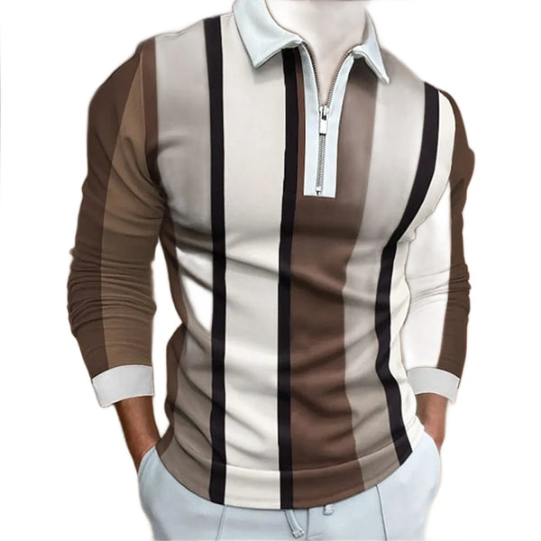 Aayat Mart Male Tshirt T-Shirts Men Men'S Polo Lapel Korean Business Long Sleeve Fashion Plain Quarter Zip Spring & Summer Tops Sportwear Tee Clothing