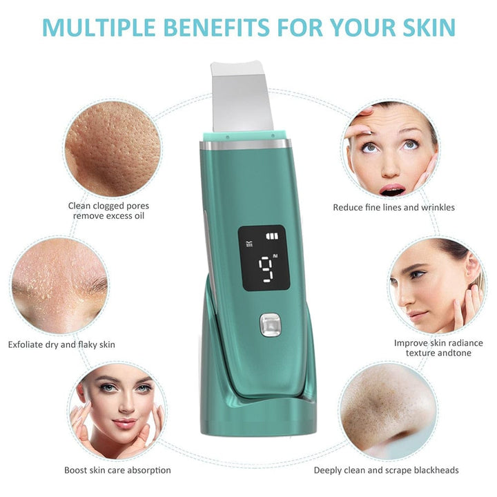 Aayat Mart 0 Ultrasonic Blue Light Face Deep Cleaning Skin Scrubber Remove Dirt Blackhead Reduce Wrinkles spots Facial Skin Whitening Lifting
