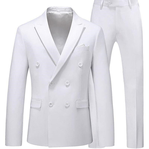 Aayat Mart Male Suits White / M Men 2 Pieces Slim Fit Casual Tuxedo Suit Male Suits Set