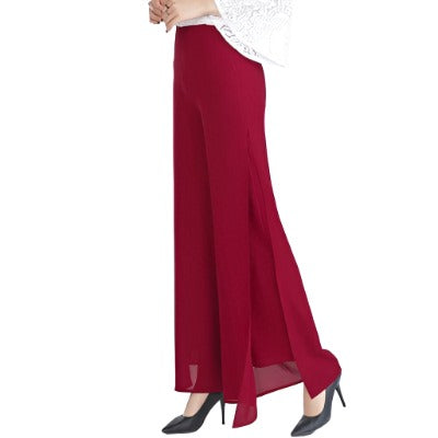 Aayat Mart Female Pants Wine red / M Chiffon harem pants split female wide-leg pants