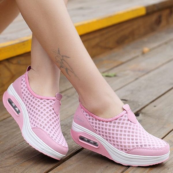 Aayat Mart 0 Women Casual Shoes 2021 Soft Bottom Walking Shoes Woman Air Mesh Vulcanize Shoes Summer Chunky Sneakers For Basket Femme Wedges